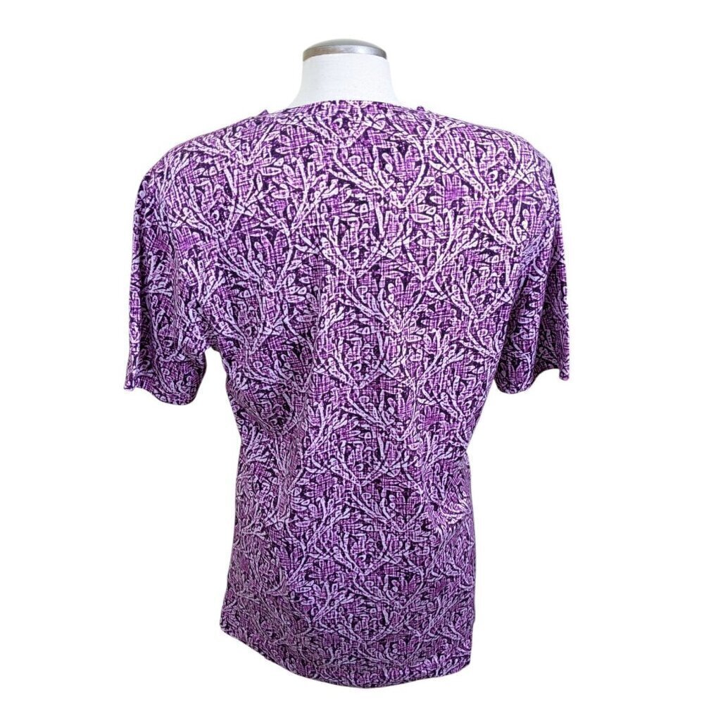 Robert Graham Womens Short Sleeve Top Size Small Floral Print Purple Cotton - Picture 4 of 7